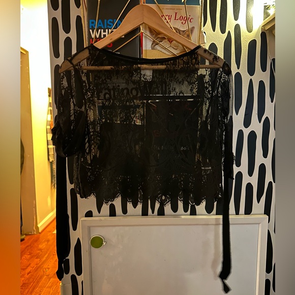 Gorgeous Anthropologie Floating Lace Cropped Blouse By Pencey - Picture 8 of 8